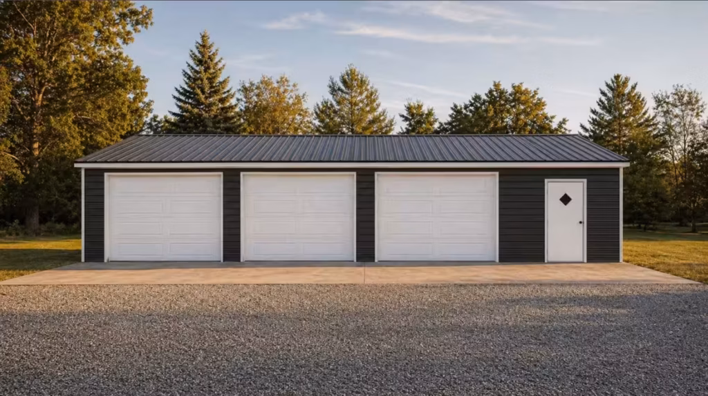 3-car metal garage