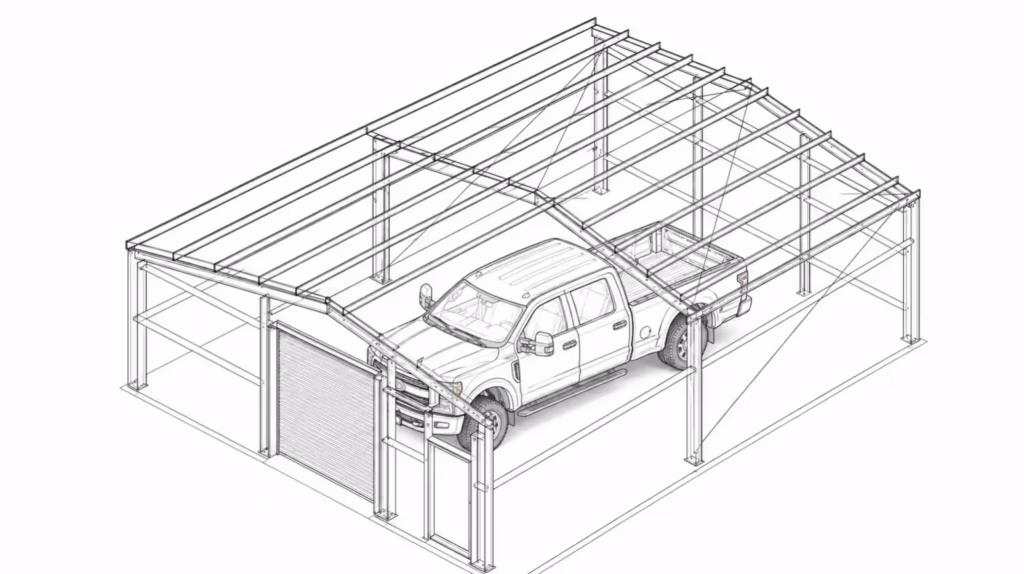 Custom dimension metal garage